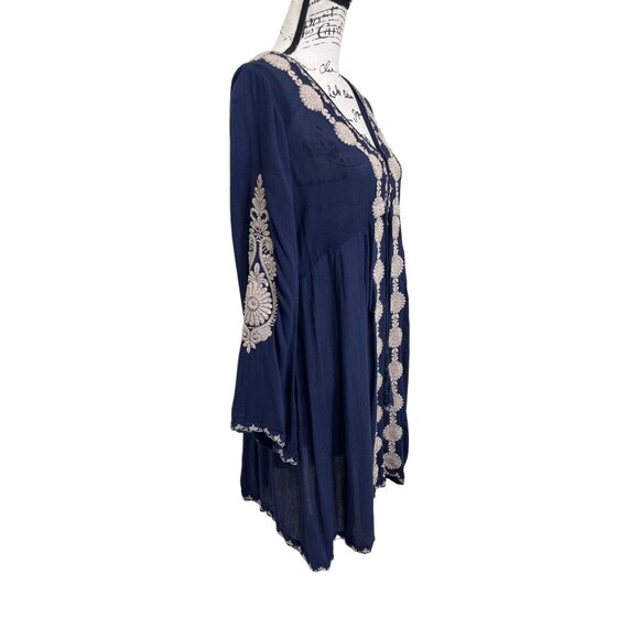 Miss June Paris Women's Sheer Dress Cover Up Blue Embroidered One Size - Picture 2 of 8